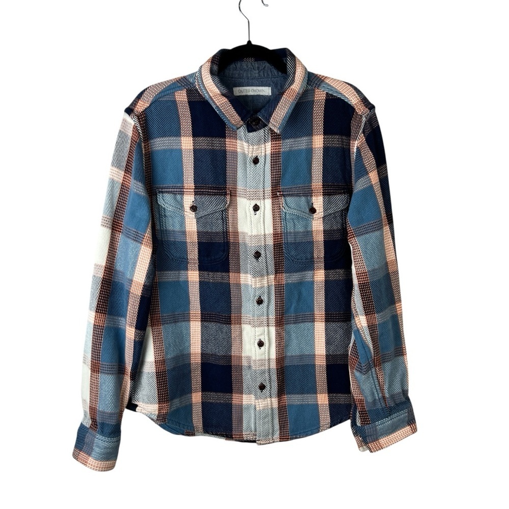Outerknown Blue Plaid Blanket Shirt Jacket Organic Cotton